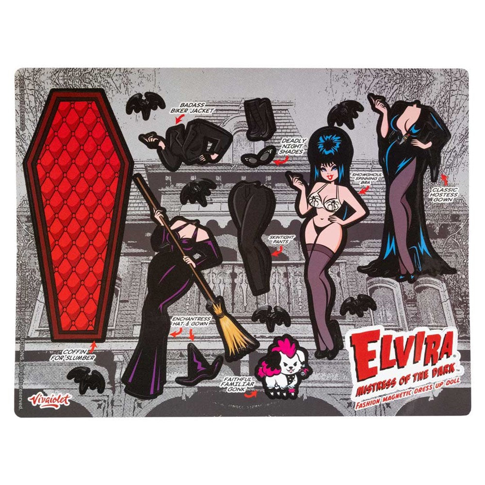 Elvira Mistress of The Dark Coffin Dress up Magnet Set - Kreepsville