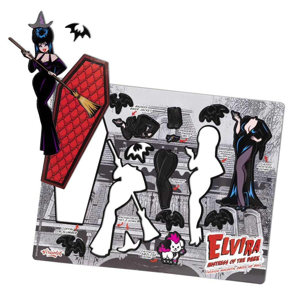 Elvira Mistress of The Dark Coffin Dress up Magnet Set - Kreepsville