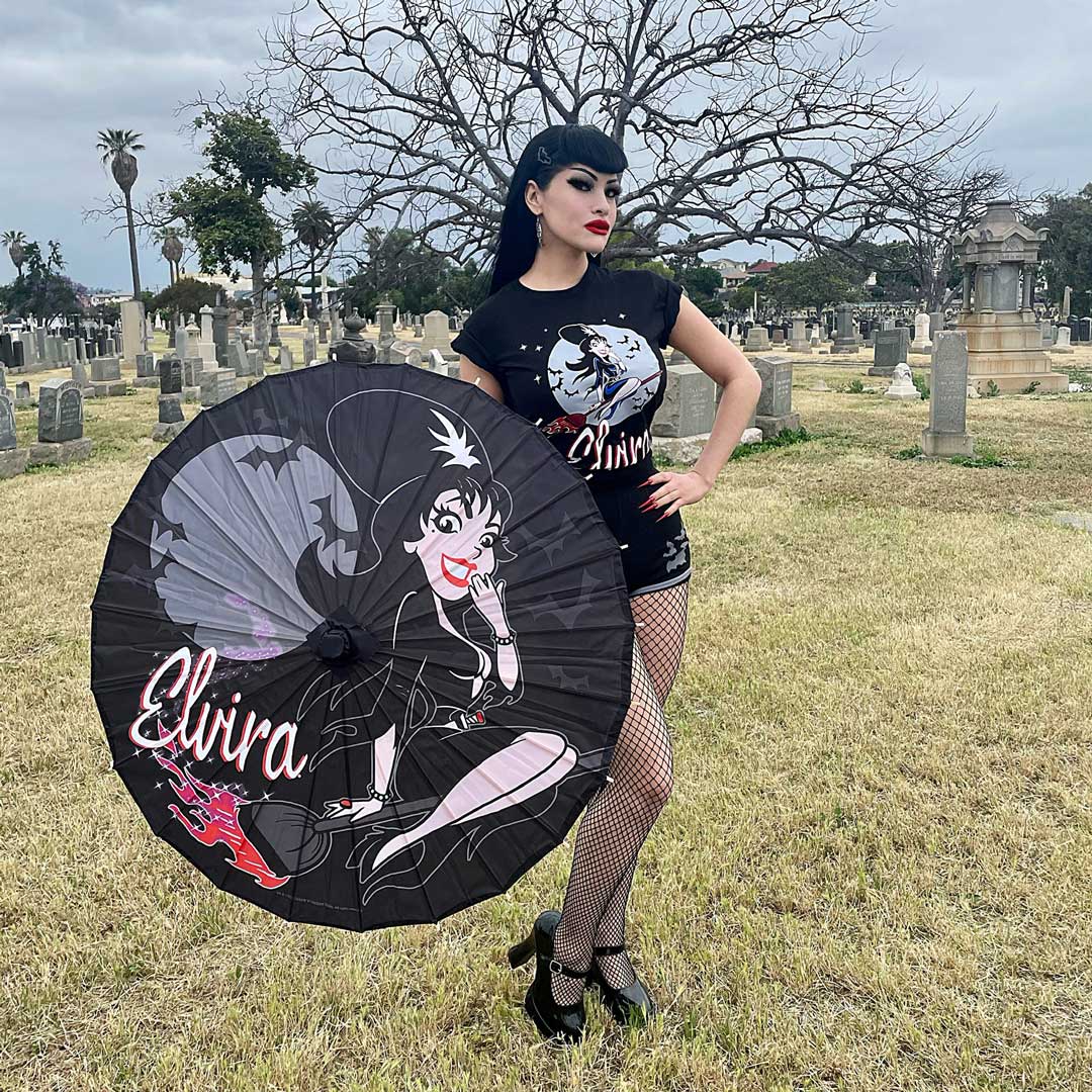 Elvira Bewitched Fabric Parasol - Kreepsville