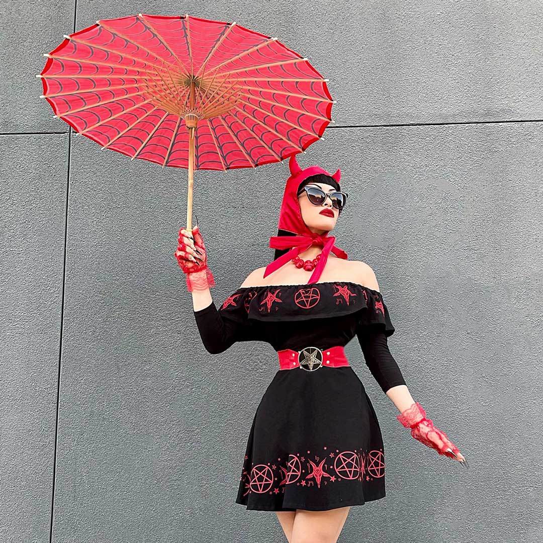 【未開封】『Red umbrella』ジグソーパズル Spiderweb Red and Black Fabric Parasol