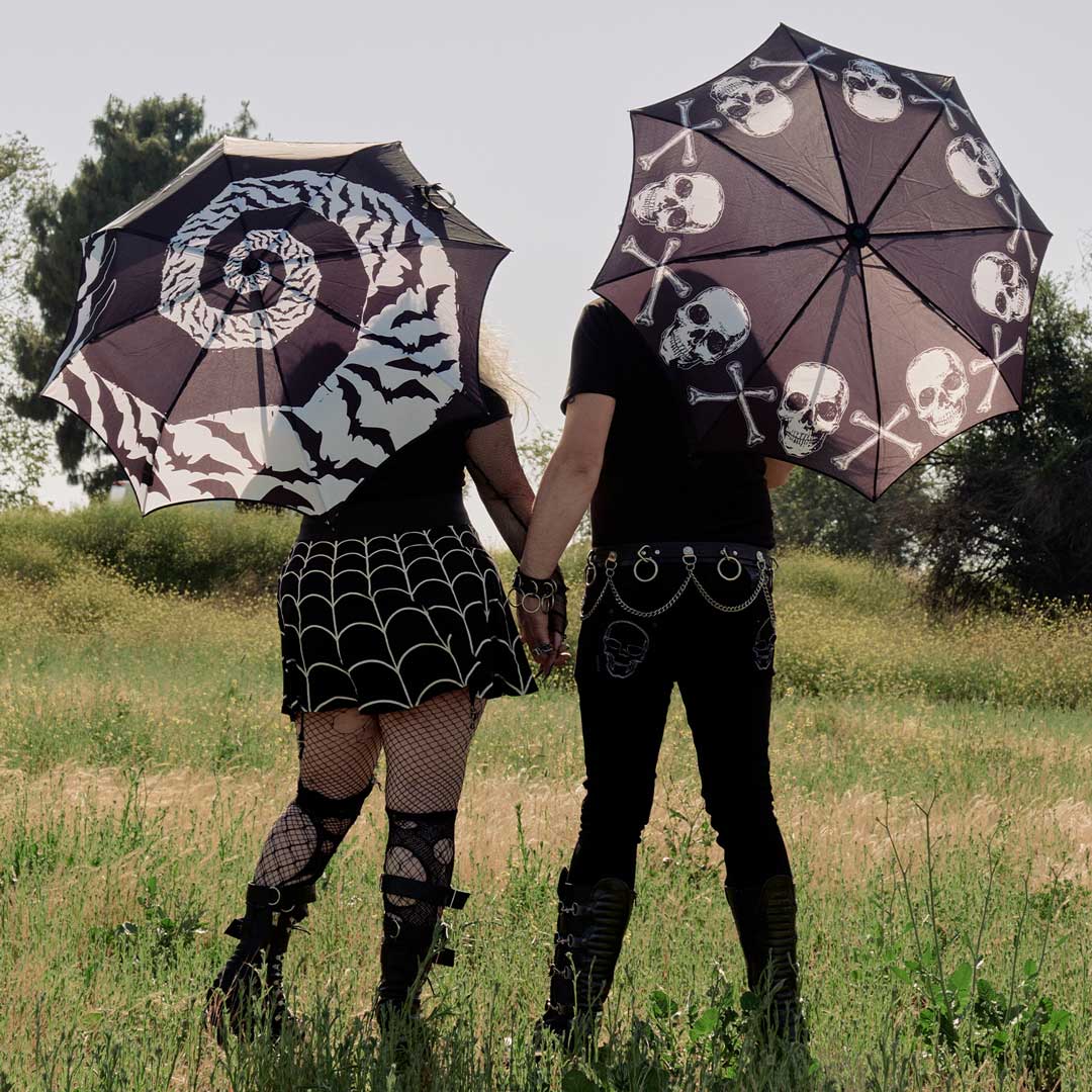 Skull Handle Bat Swirl Umbrella