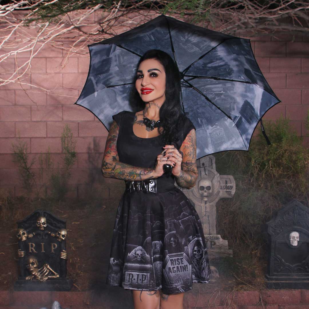 Skull Handle Cemetery Umbrella