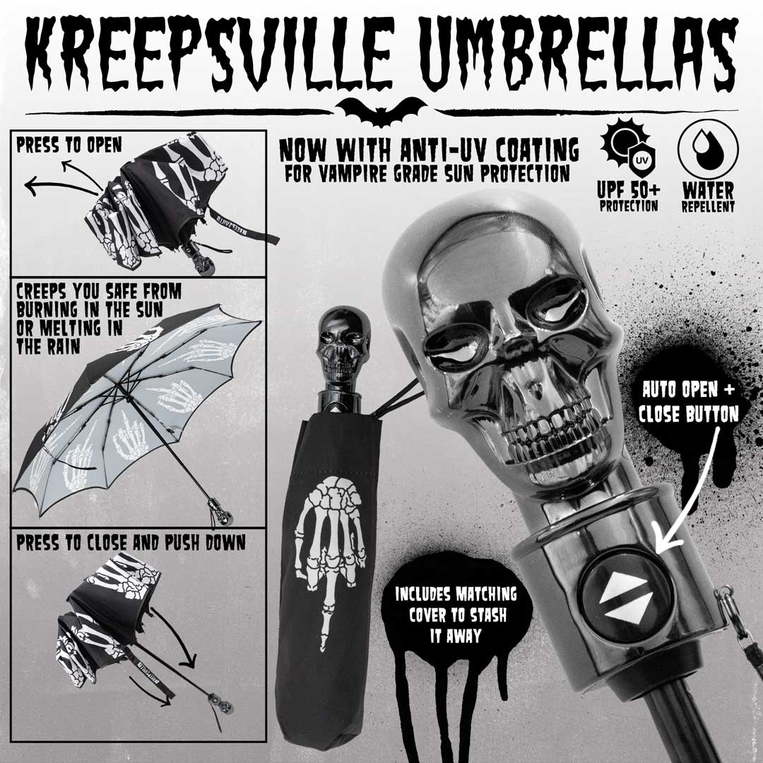Skull Handle Skeleton Middle Finger Anti UV Umbrella