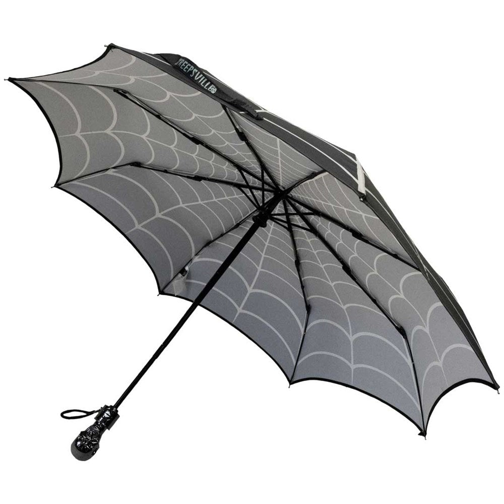 Skull Handle Spiderweb Umbrella - Kreepsville