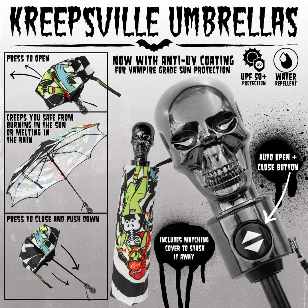 Skull Handle Zombie Girl Anti UV Umbrella
