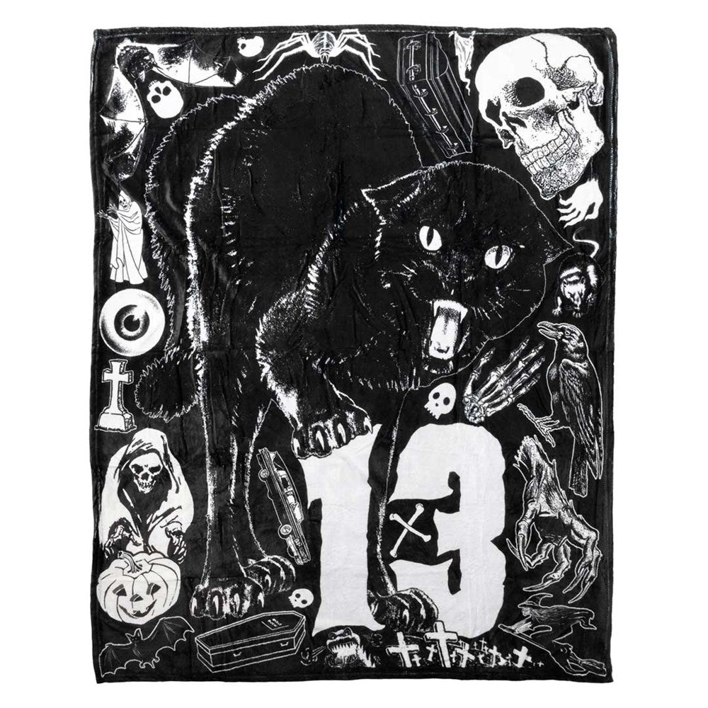 Black Cat 13 Throw Blanket - Kreepsville