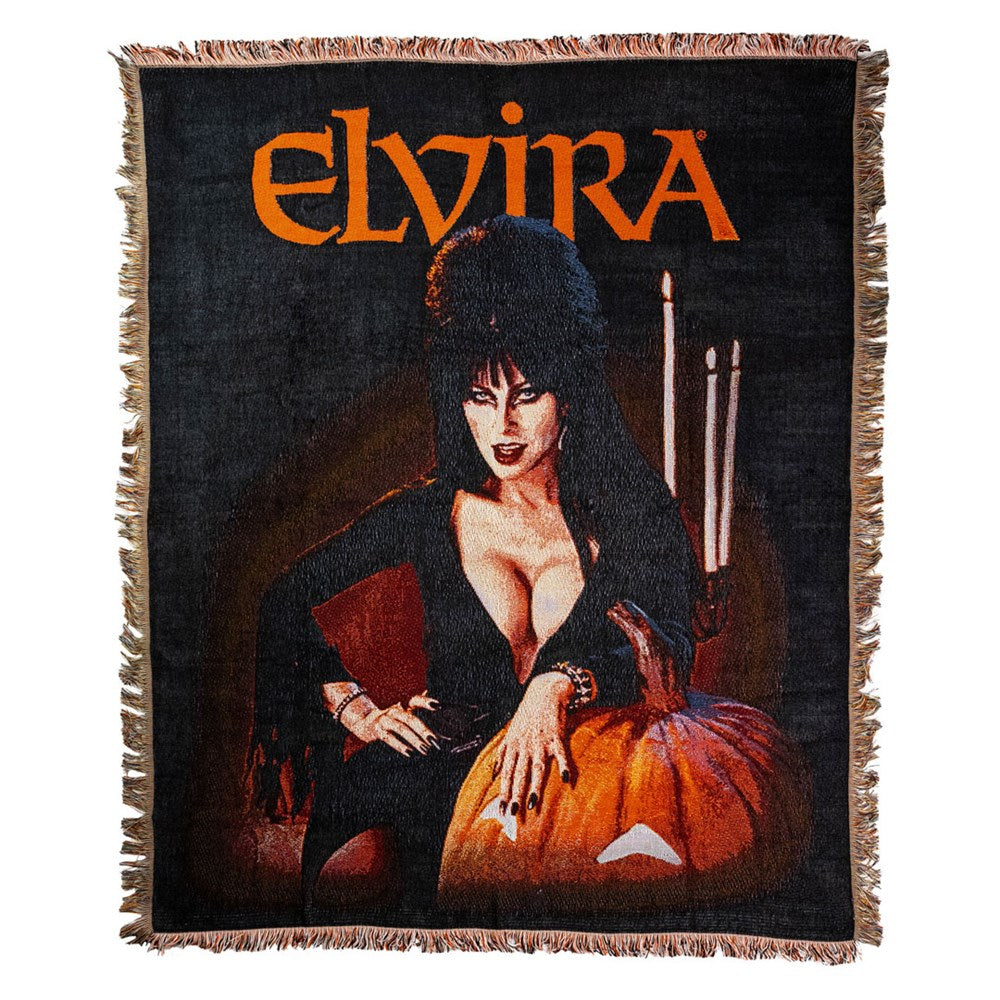 Elvira Pumpkin Tapestry Throw Blanket - Kreepsville