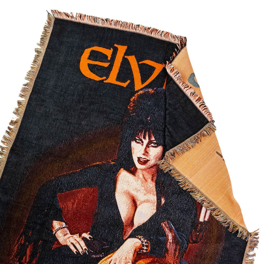 Elvira Pumpkin Tapestry Throw Blanket - Kreepsville