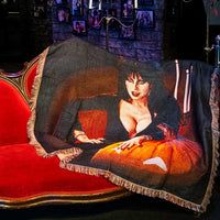 Thumbnail for Elvira Pumpkin Tapestry Throw Blanket - Kreepsville