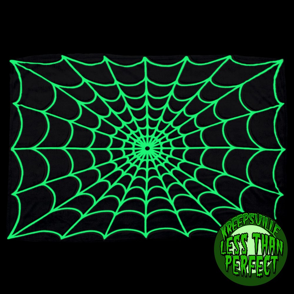 Less Than Perfect Spiderweb Glow In The Dark Throw Blanket - Kreepsville