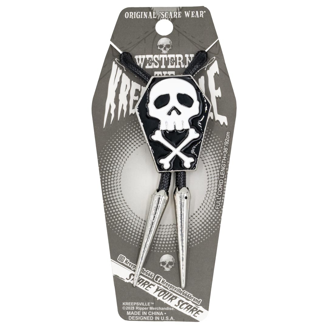 Coffin Skull Bones Bolo Western Tie - Kreepsville