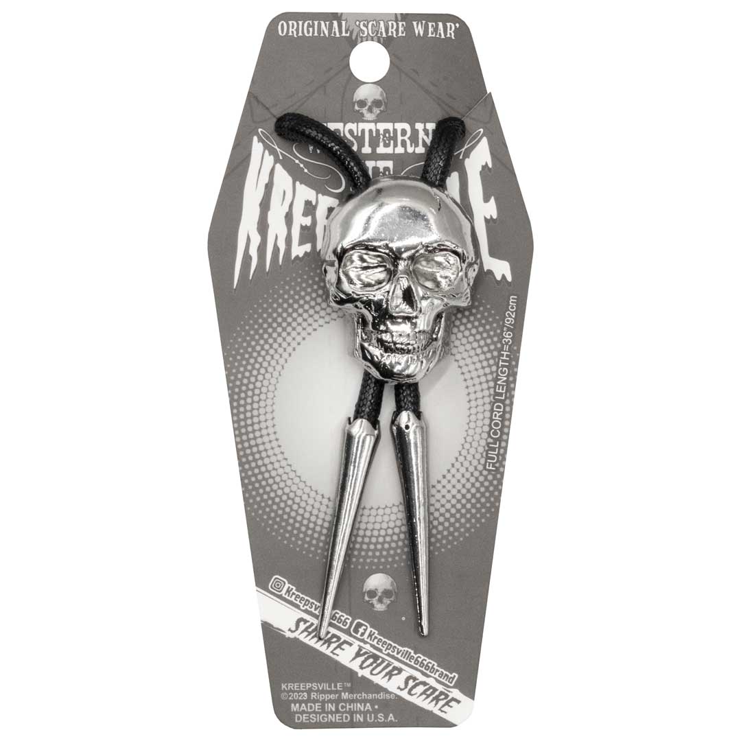 Skull Chrome Bolo Western Tie - Kreepsville