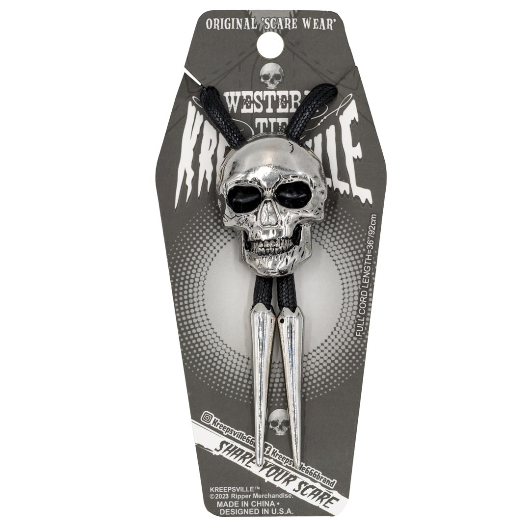 Skull Chrome Bolo Western Tie - Kreepsville