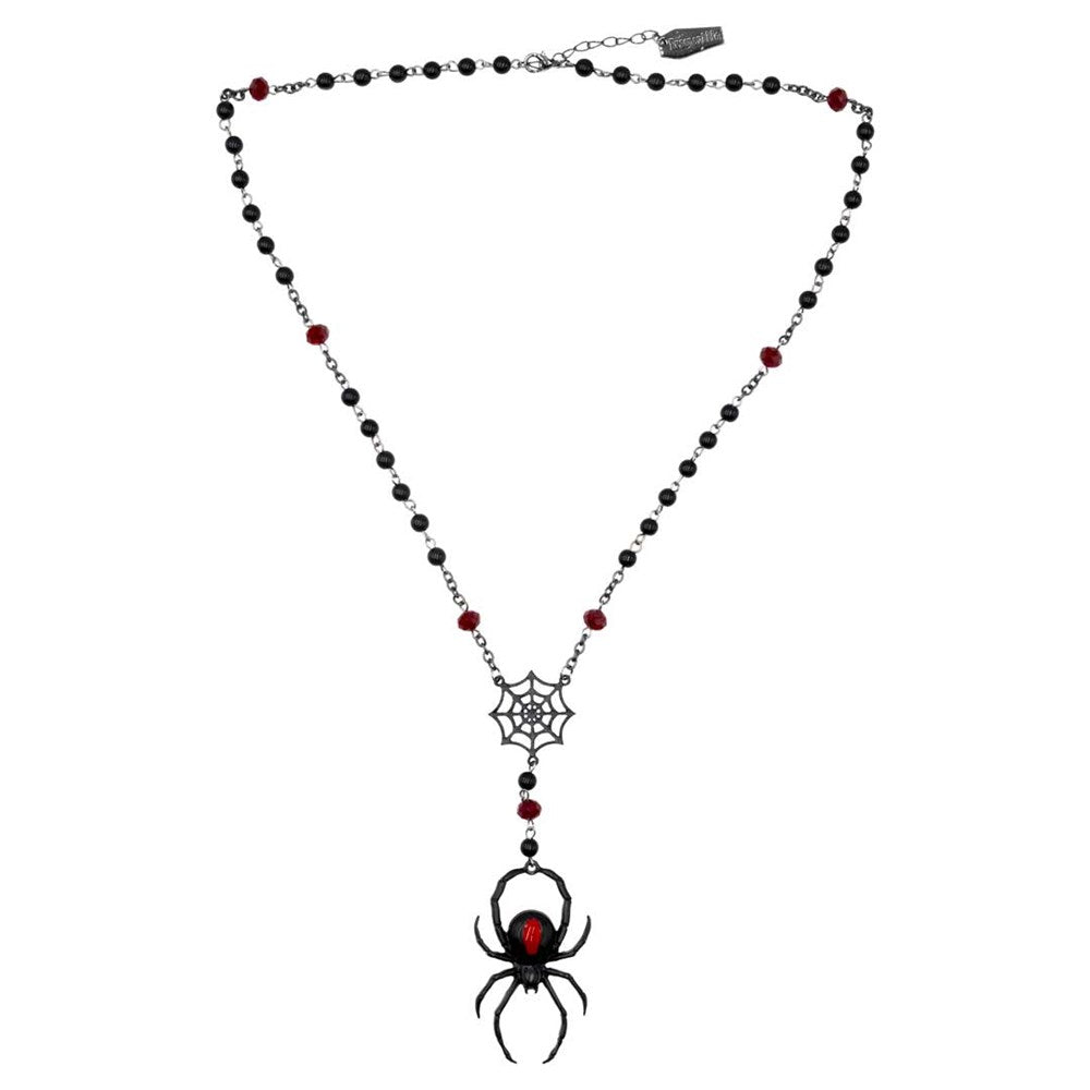 Black Widow Spider Rosary Charm Necklace - Kreepsville