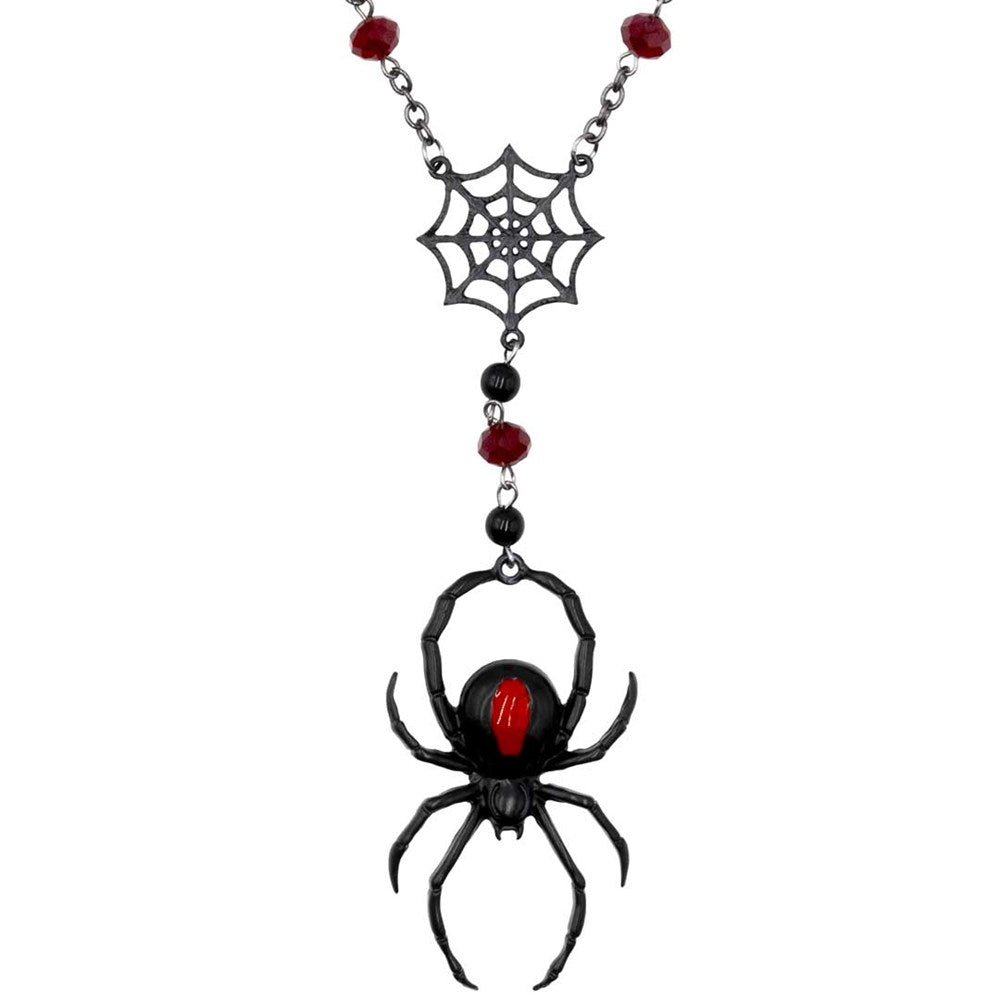 Black Widow Spider Rosary Charm Necklace - Kreepsville