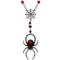 Thumbnail for Black Widow Spider Rosary Charm Necklace - Kreepsville