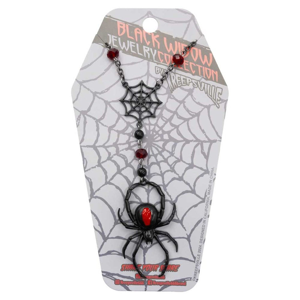 Black Widow Spider Rosary Charm Necklace - Kreepsville