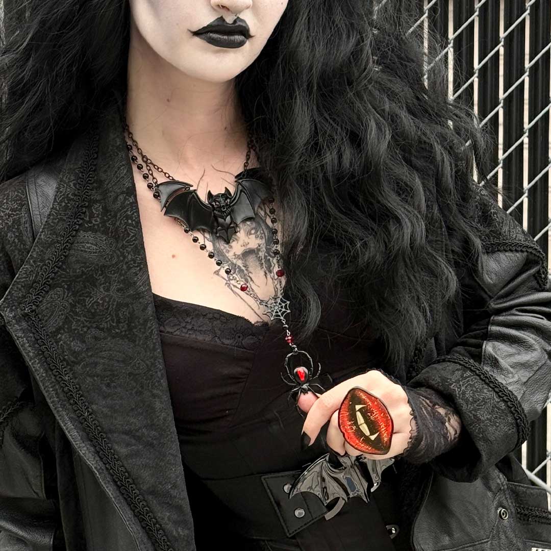 Black Widow Spider Rosary Charm Necklace - Kreepsville