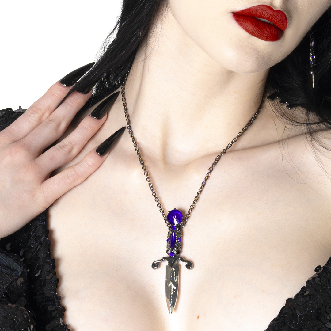 Elvira Dagger Necklace Purple - Kreepsville