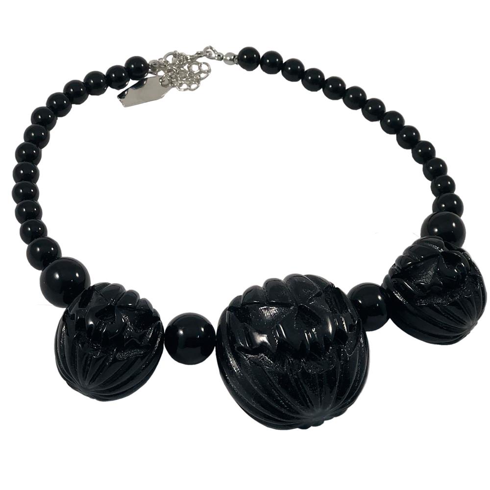 Jack O Lantern Pumpkin Necklace Black