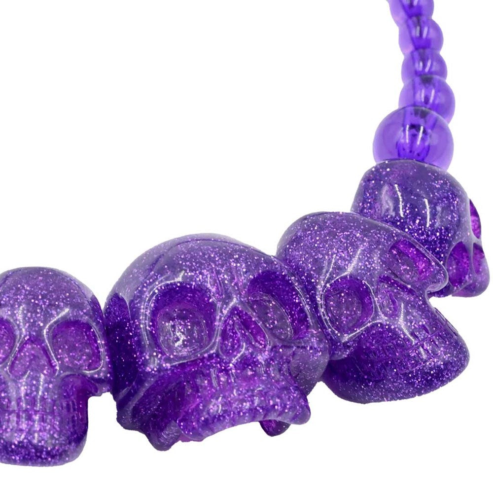 Skull Collection Necklace Purple Glitter