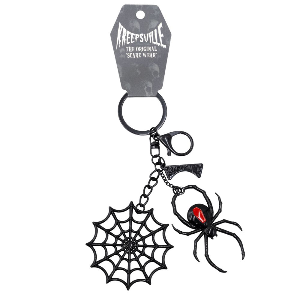 Black Widow Web Charm Keychain - Kreepsville