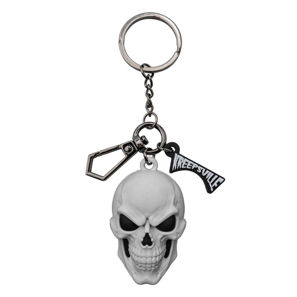 Skull White 3D Flat Keychain - Kreepsville