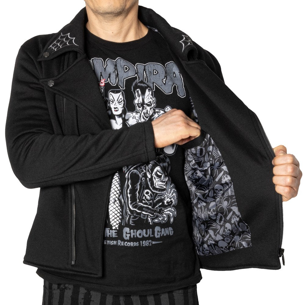 Spiderweb Biker Fleece Zip Up Jacket - Kreepsville