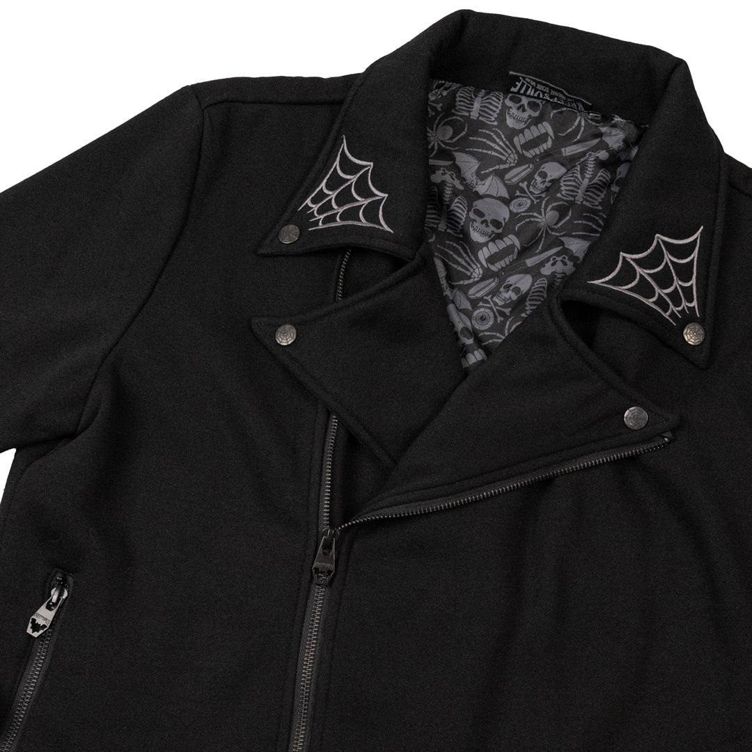 Spiderweb Biker Fleece Zip Up Jacket - Kreepsville