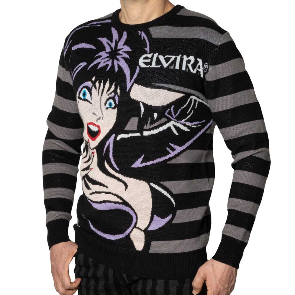 Elvira Grey Striped Sweater