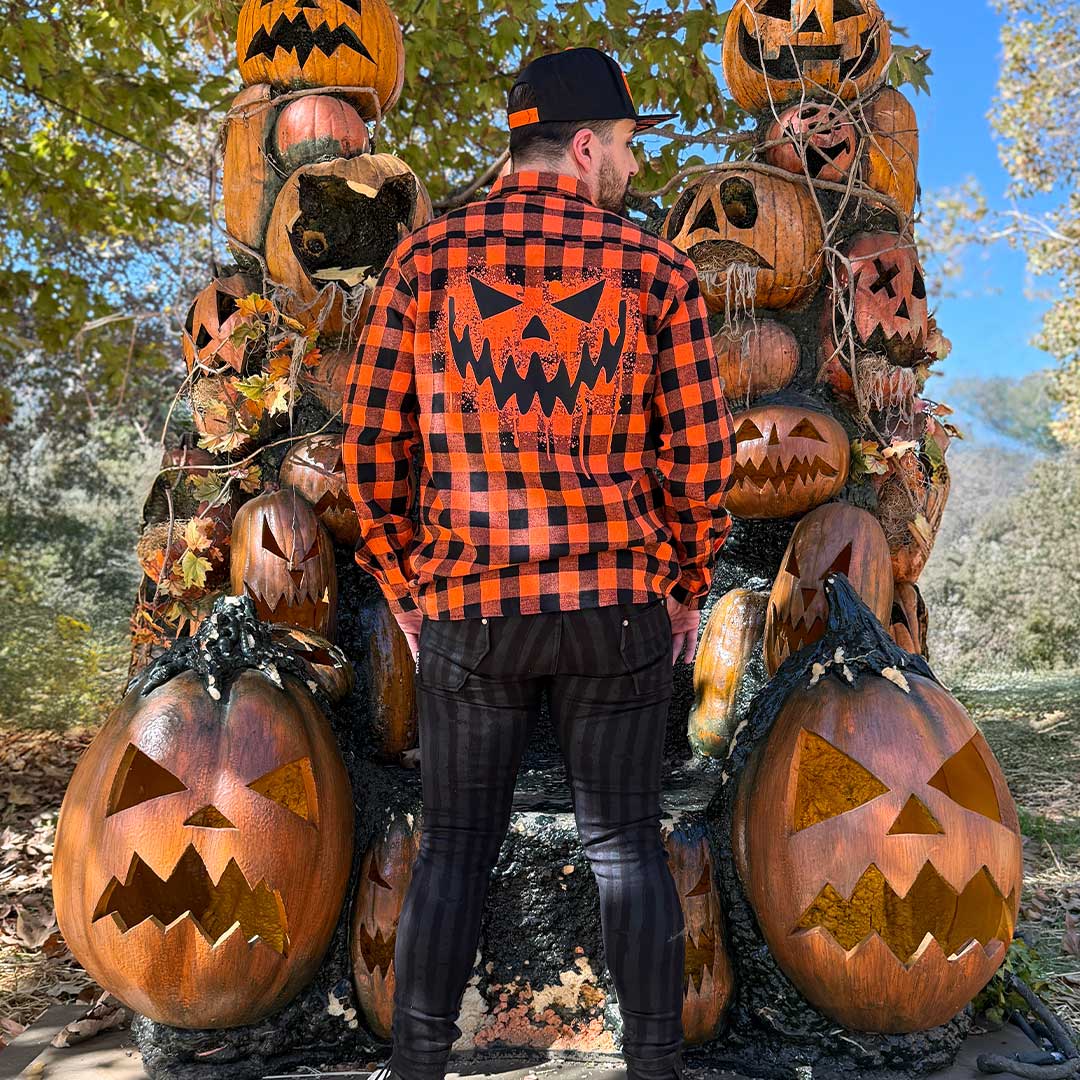 Pumpkin Face Orange Flannel Shirt - Kreepsville