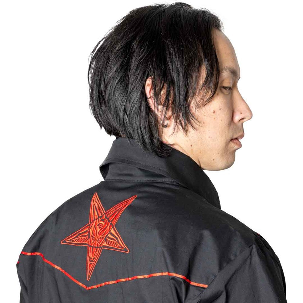 Hellbilly Baphomet Western Shirt Red