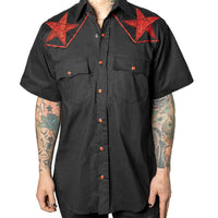 Thumbnail for Hellbilly Baphomet Western Shirt Red - Kreepsville