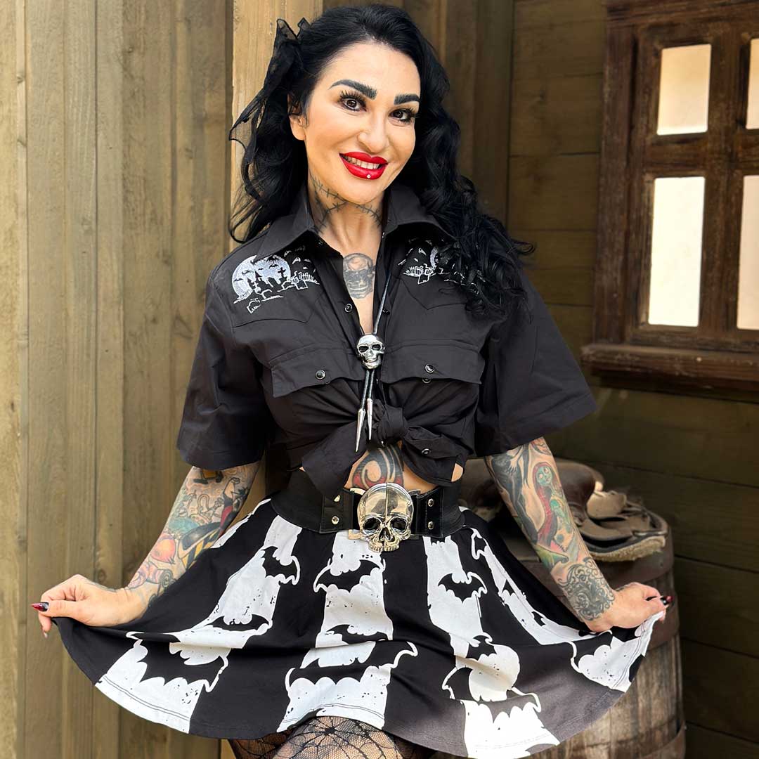 Nighttime Cemetery Western Shirt