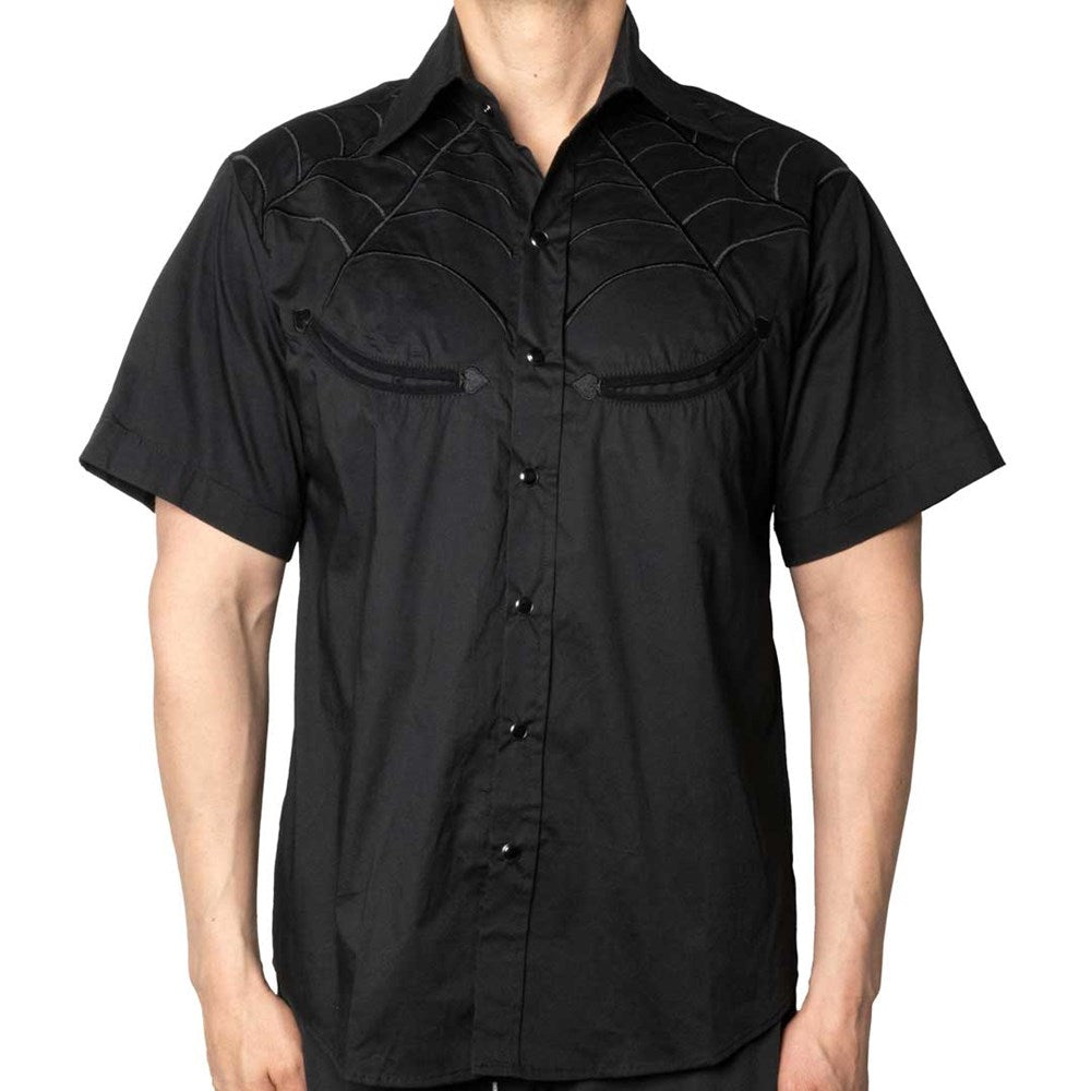 Kreepsville | Spiderweb Black Western Shirt Small Kreepsville | Spiderweb Black Western Shirt Small