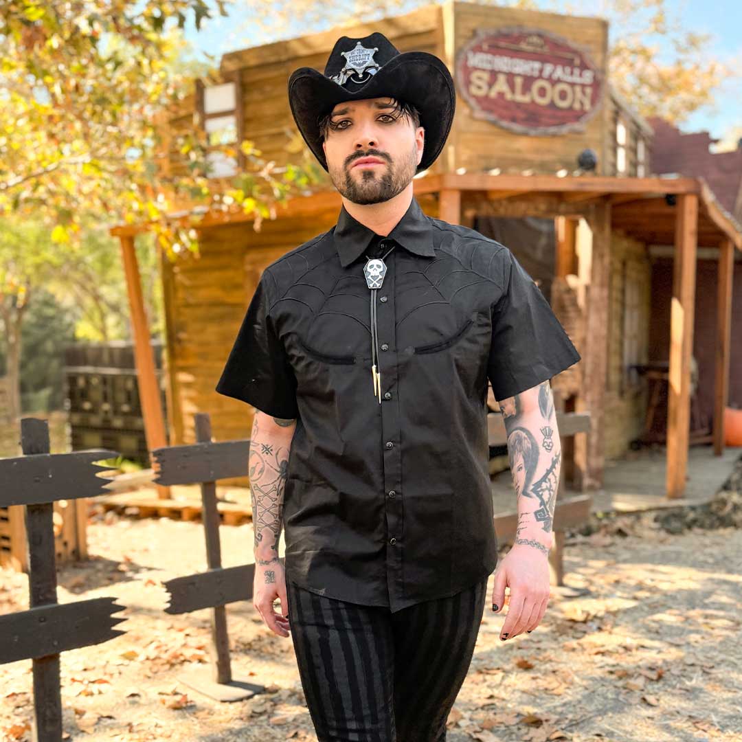 Spiderweb Black Western Shirt - Kreepsville