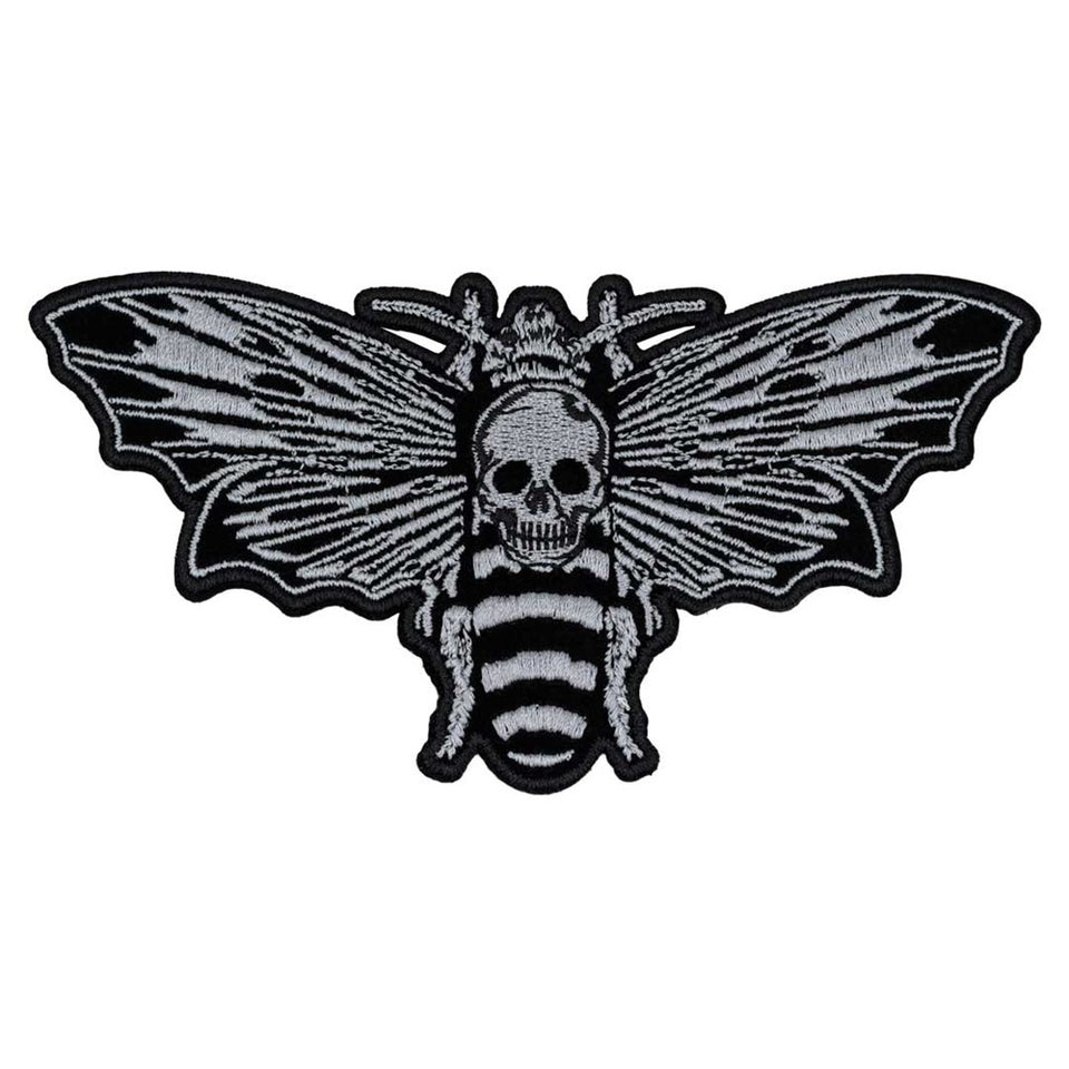 Acherontia Butterfly Embroidered Patch Death's Head moth Iron On Back Patch Skull Patches Animal outlets Insect Patch Dark Patches Occult Gift