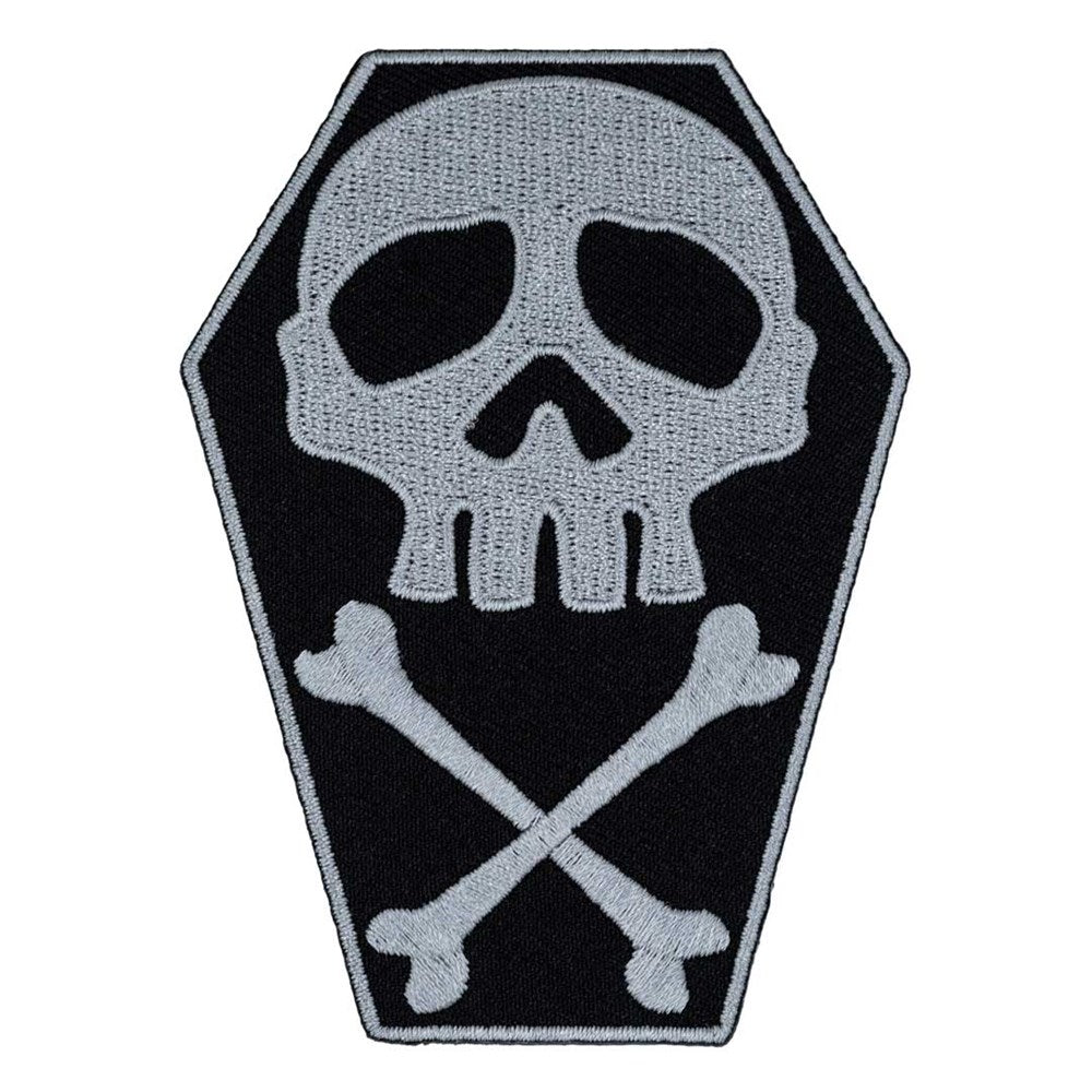 Skull Cross Bones Coffin Grey Patch - Kreepsville