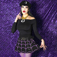 Thumbnail for Spiderweb Purple Skater Skirt - Kreepsville