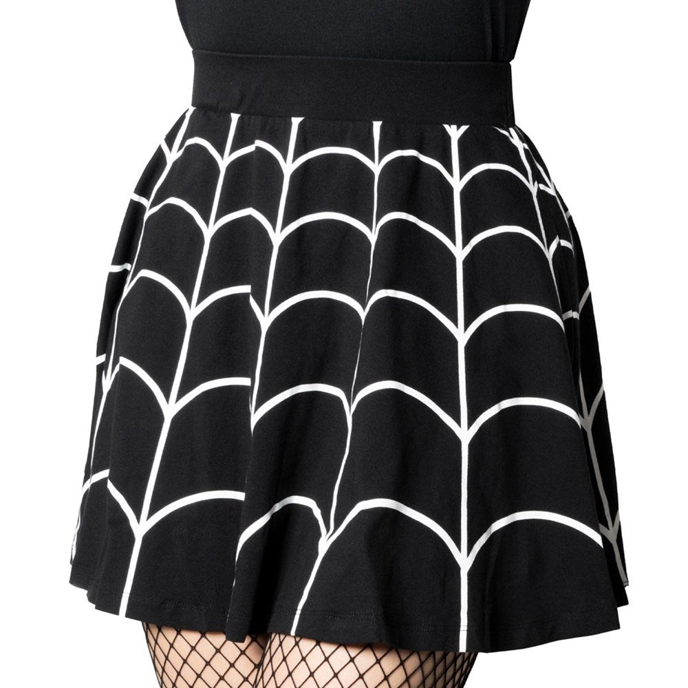 Spiderweb White Skater Skirt - Kreepsville