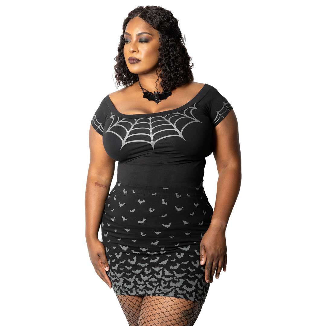 Bat Repeat Gradient Mini Skirt