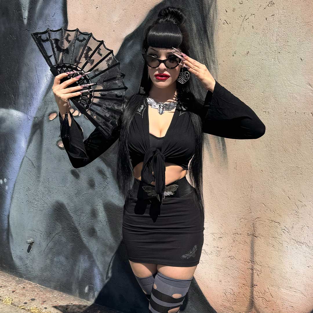 Death Moth Mini Skirt Grey