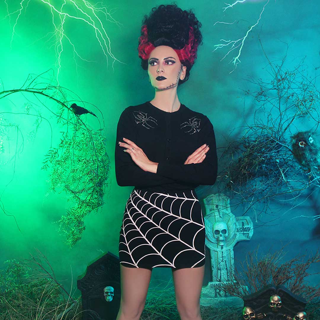 Spiderweb Mini Skirt White - Kreepsville