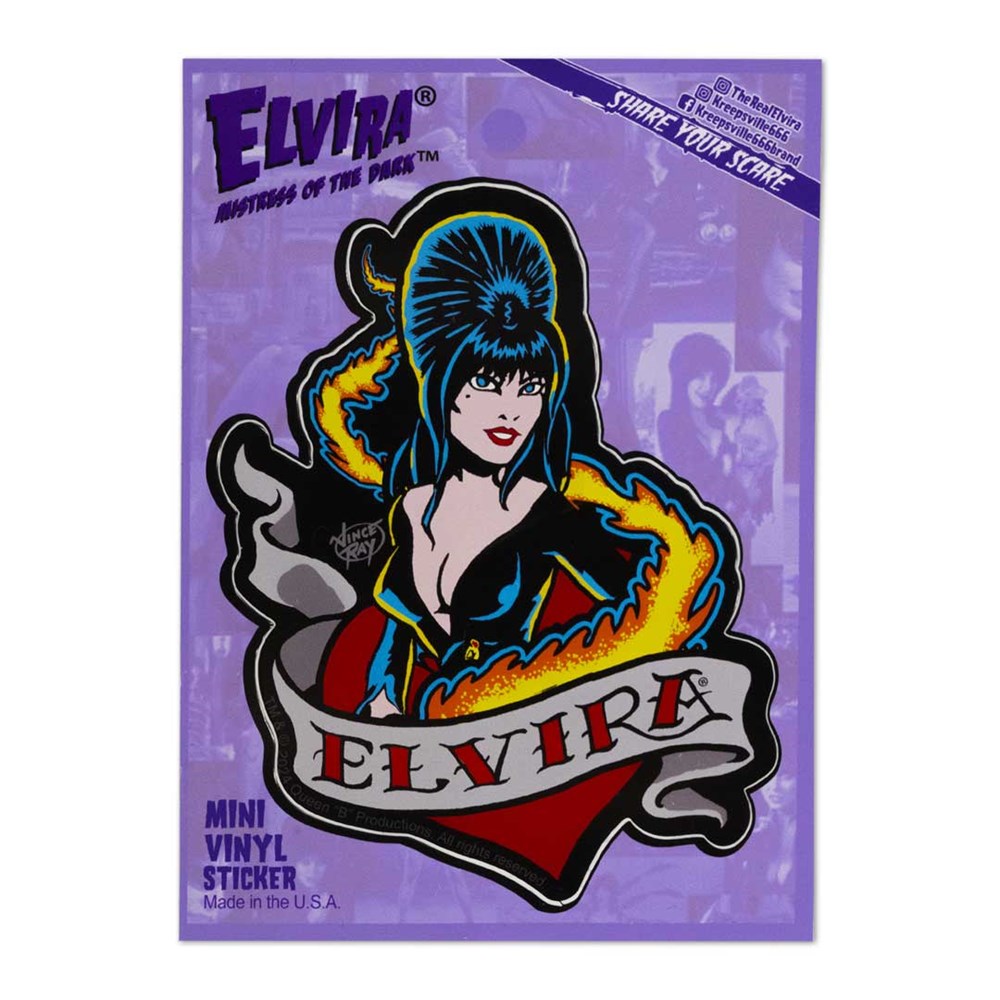 Elvira Tattoo Heart Mini Vinyl Sticker