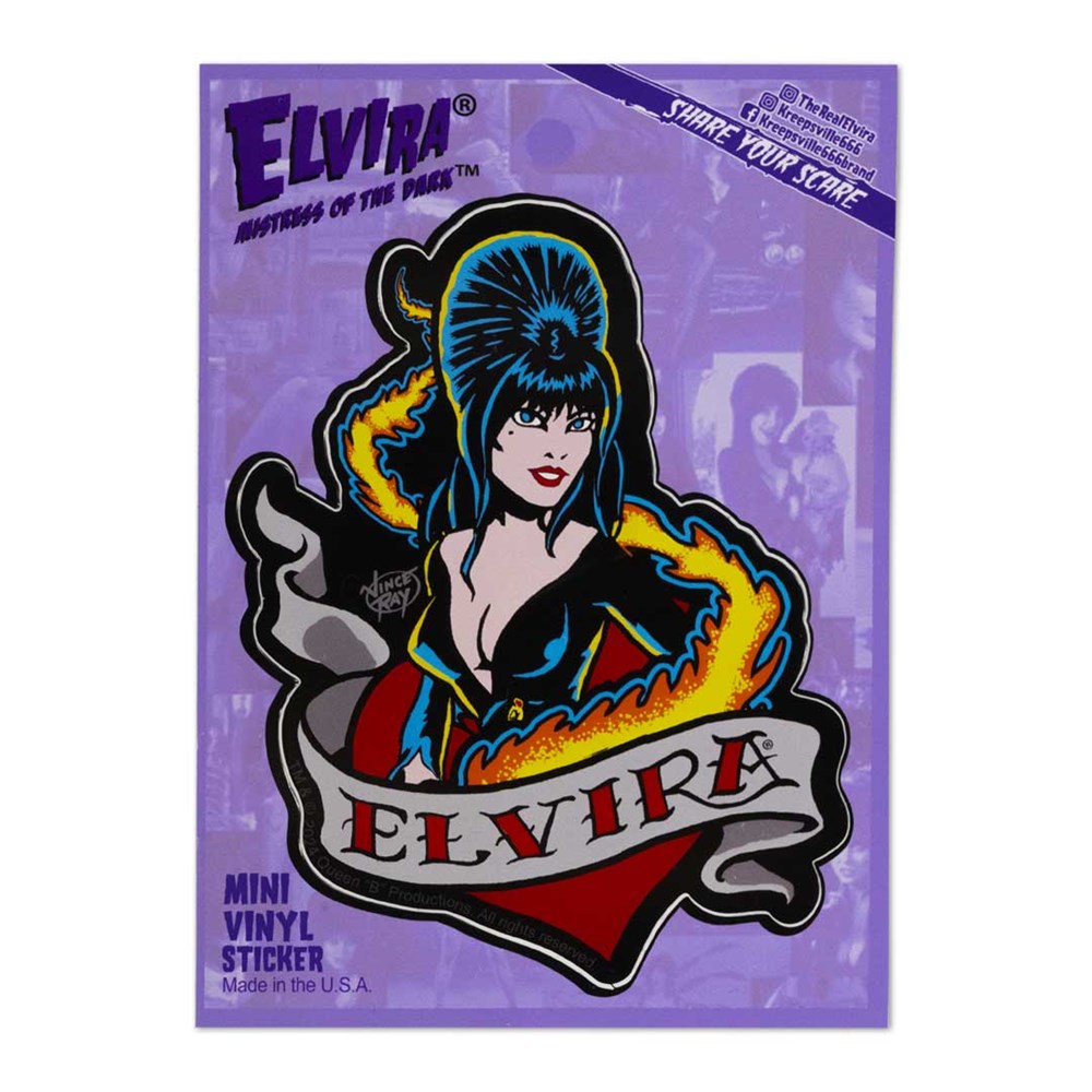 Elvira Tattoo Heart Mini Vinyl Sticker - Kreepsville