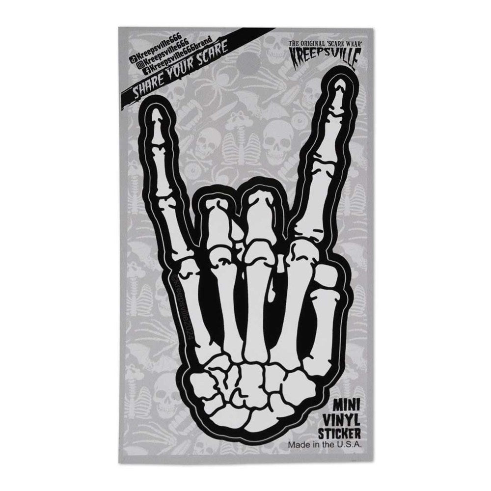 Skeleton Hand Devil Mini Vinyl Sticker - Kreepsville