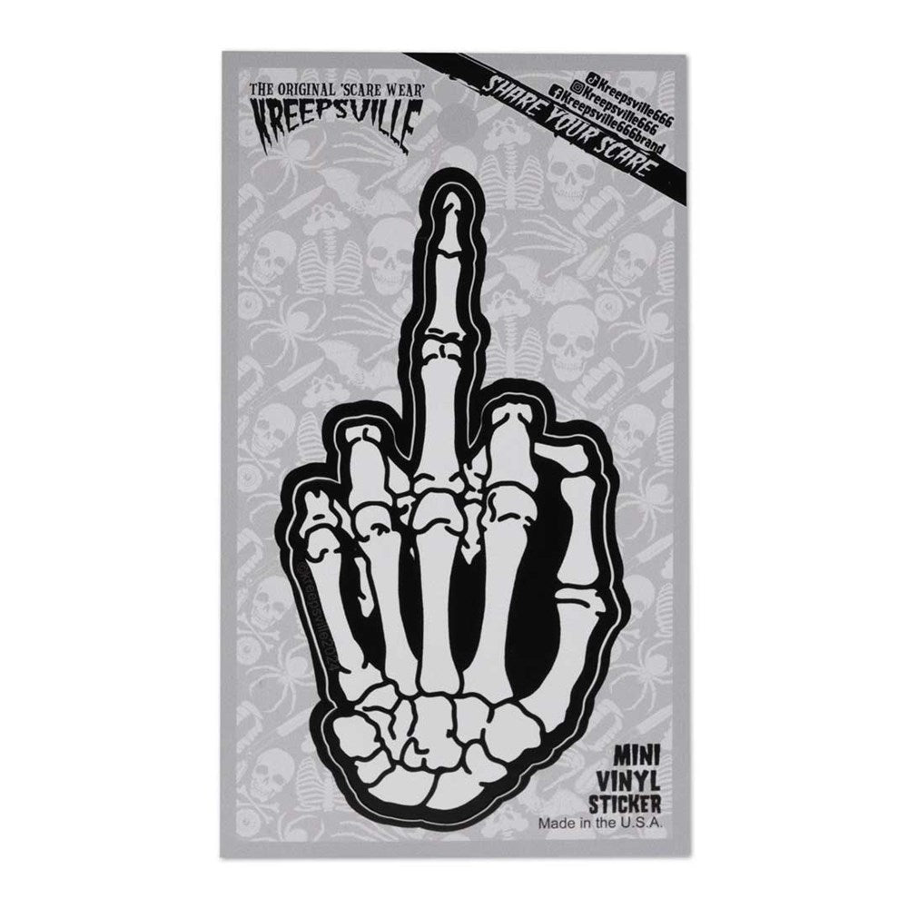 Skeleton Hand Finger Mini Vinyl Sticker - Kreepsville