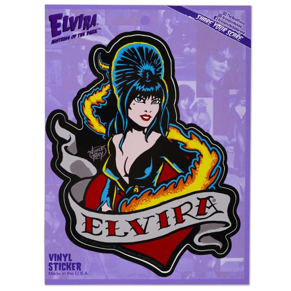 Elvira Tattoo Heart Vinyl Sticker - Kreepsville