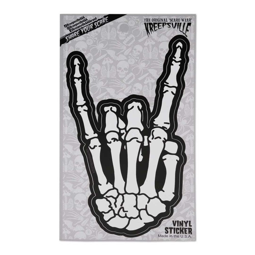 Skeleton Hand Devil Vinyl Sticker - Kreepsville