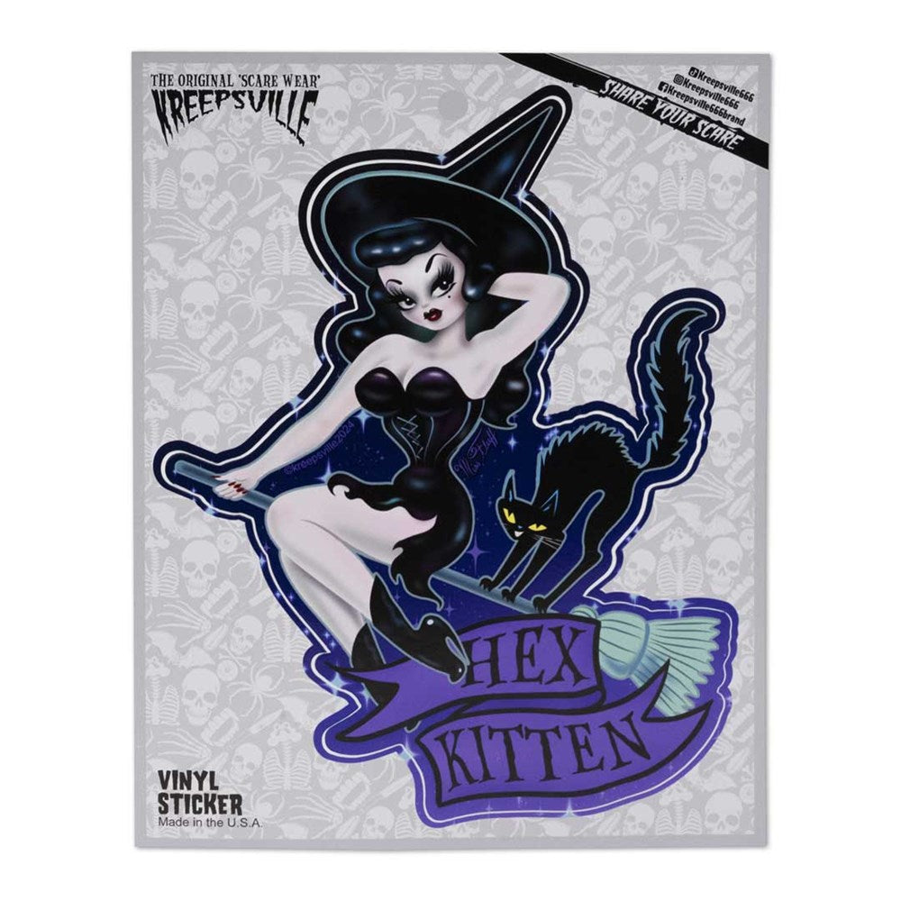 Hex Kitten Witch Vinyl Sticker - Kreepsville